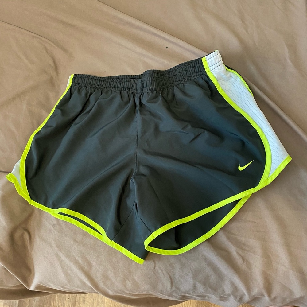 Grey With Neon Yellow Stripes Nike Shorts